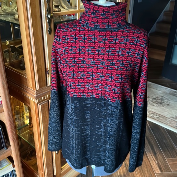 Style & Co Red and Bkack sweater size Medium - Picture 1 of 7